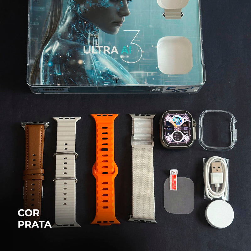 Smartwatch Microwear Ultra AI 3 com Chip, 5G, Android e Câmera - 49mm